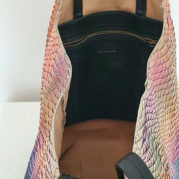 Celine cabas leather python snake skin tote XL phantom blue pink purple rainbow - Picture 12 of 15